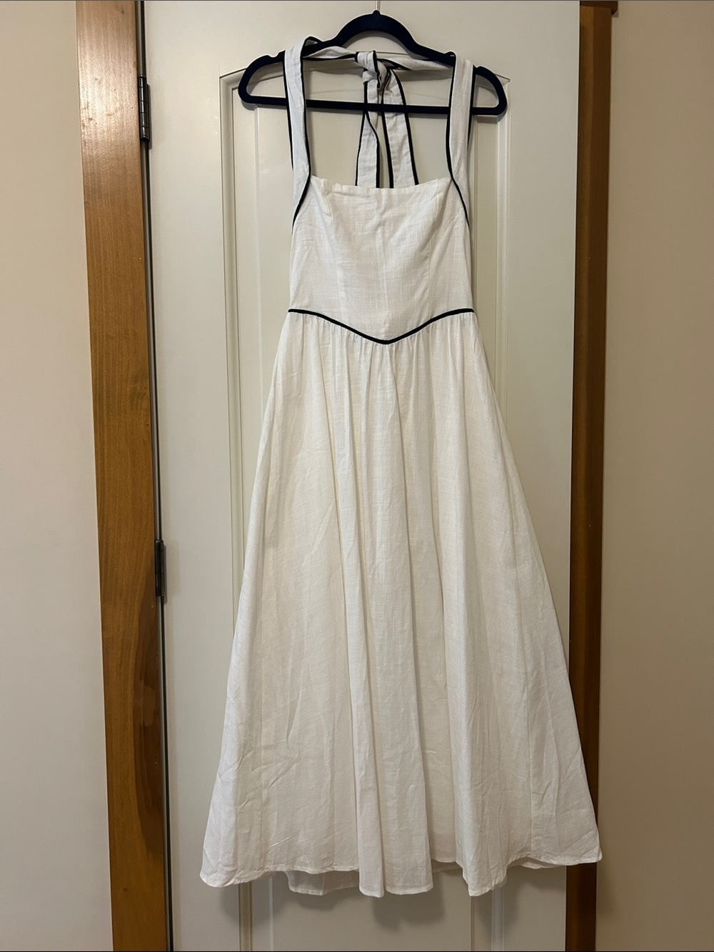 MIKA & GALA White Dress with Black Trim Quality Australian Brand Occasion dress